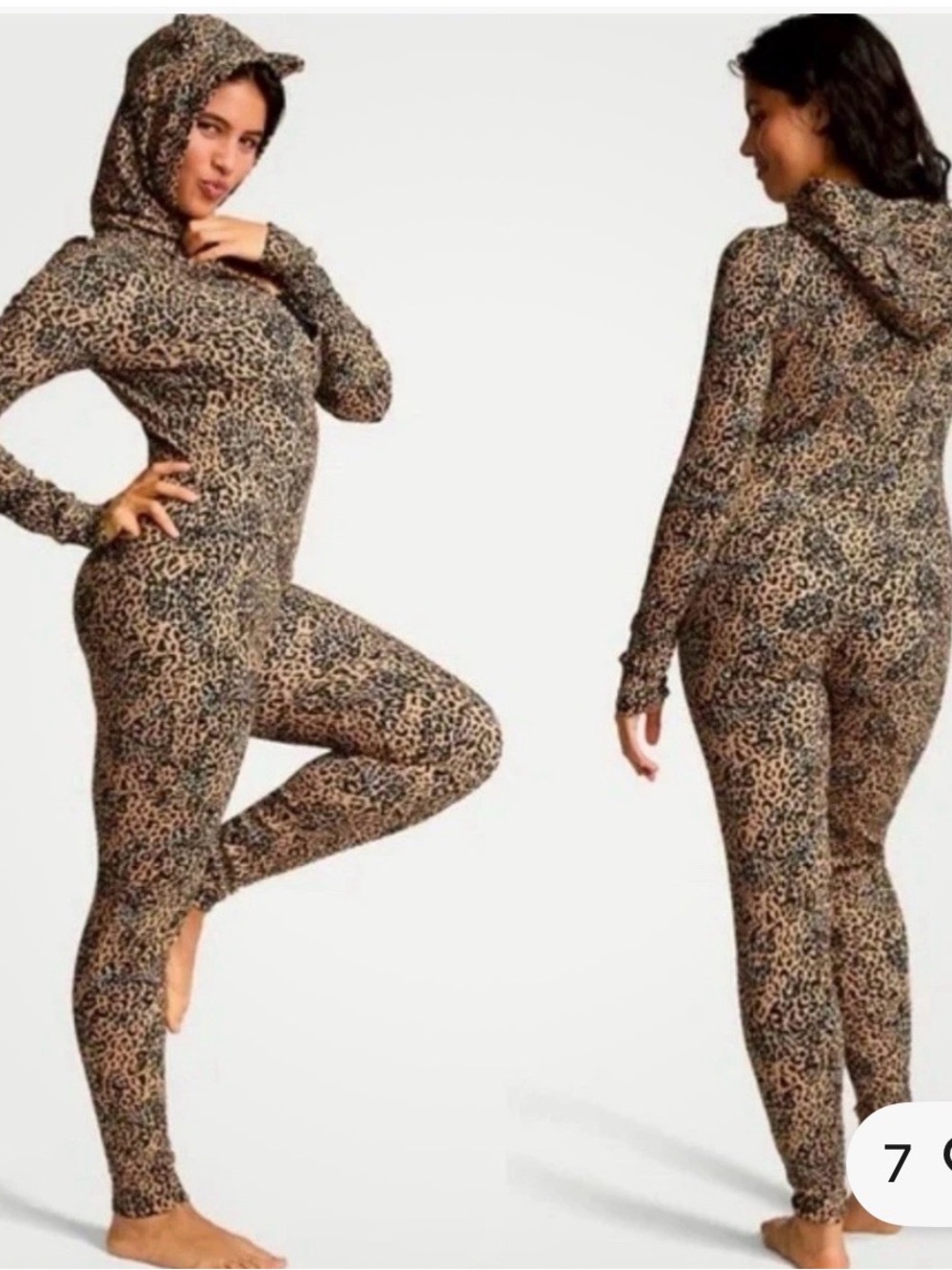 New PINK Victorias Secret Leopard Thermal one piece PJ Pajama NWT